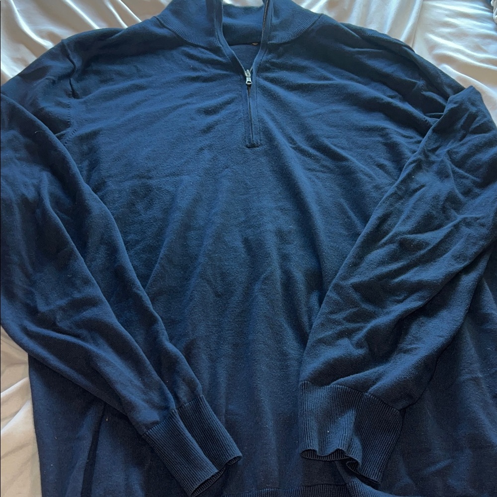 Brooks Brothers Merino Wool Men's Deep Blue Zip-Up Sweater